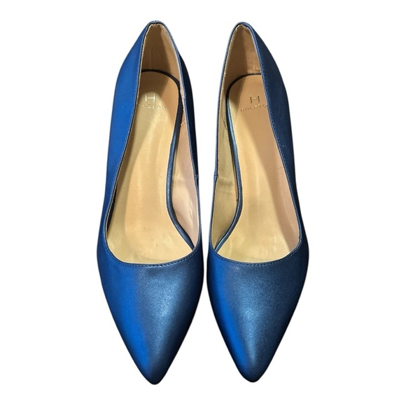 Halston Blue Vegan Leather Pointed Toe Heels Size 10 - Picture 1 of 10